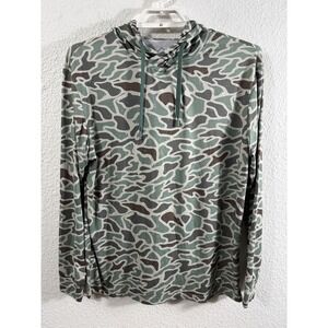 Burlebo Hoodie Mens Medium Green Camo Performance Long Sleeve Pullover Outdoor